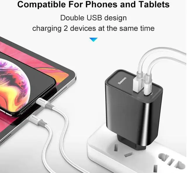 Alt view image 4 of 5 - Dual USB Fast Charger 30W Support Quick Charge 4.0 3.0 Phone Charger Portable USB C PD Charger QC 4.0 3.0 ForXiaomi