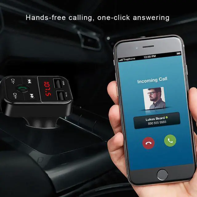Alt view image 5 of 5 - Dual USB Car Charger Bluetooth Handsfree Audio Receiver Voltage Display Car Kit Mobile Phone Charger Auto MP3 Player