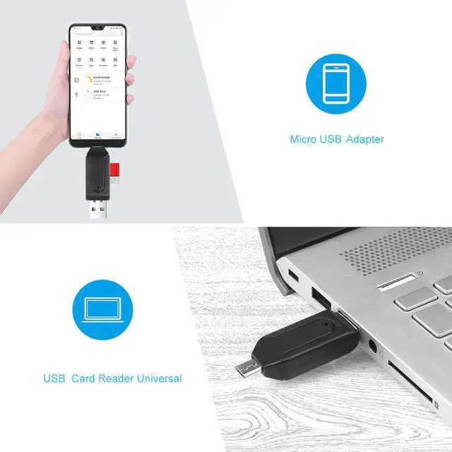 Alt view image 4 of 5 - 2 in 1 USB OTG Card Reader Universal Micro USB OTG TF/SD Card Reader Phone Extension Headers Micro USB OTG Adapter