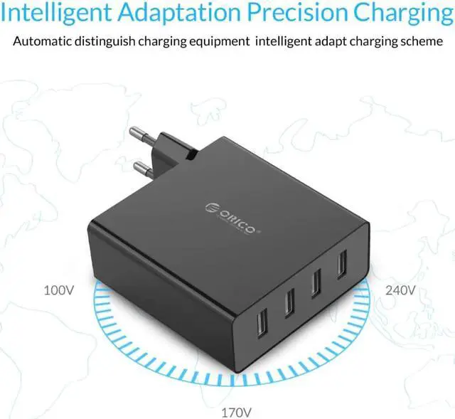 Alt view image 5 of 5 - 4 Ports Wall USB Phone Charger Fast Charging 5V2.4A*4 6A30W Travel Charger for Tablet Pad for iphone Samsung Xiaomi