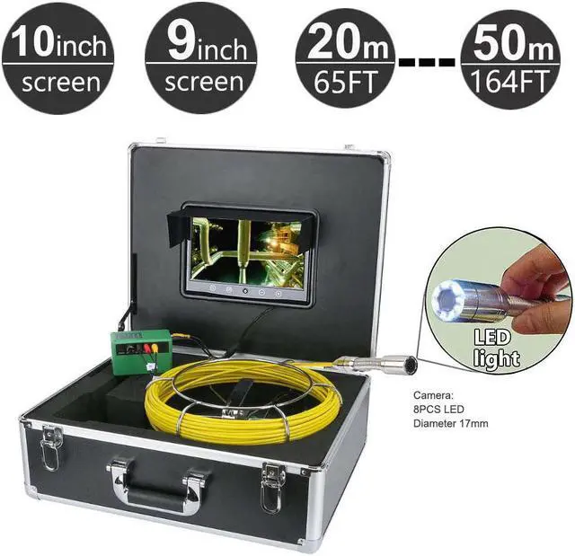 Main image of 20-50M Sewer Pipe Pipeline Drain Inspection System 10 inch Monitor 1000TVL Snake Drain Waterproof Pipe & Wall Video 17mm Camera