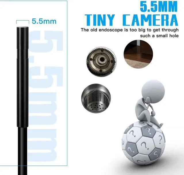 Alt view image 4 of 5 - 5.0MP WIFI Endoscope Camera 2/5M Mini Waterproof Hard Wire Wireless 5.5mm 8 LED Borescope Camera For Android PC IOS Endoscope