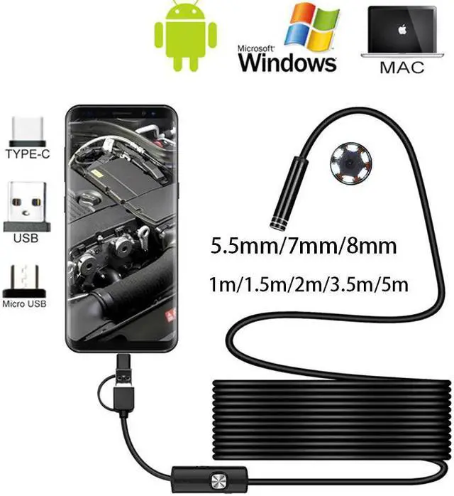 Alt view image 6 of 7 - Endoscope Camera 1200P Sewer Drain Snake Security Usb Camera HD Endoscopic Pipe Locator Usb Borescope Mini Camera
