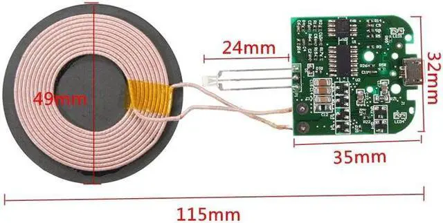 Alt view image 4 of 5 - 5V Qi Standard Wireless Phone Charger PCBA Circuit Board With Coil Wireless Charging Micro USB DIY For Samsung Smartphones