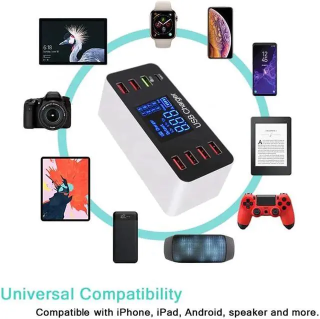 Alt view image 4 of 5 - QC3.0 LED Display USB Quick Charger 7 Port USB Desktop Wall Charger for Samsung S9 Xiaomi Mobile Phone Charger