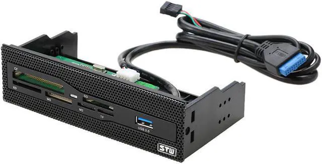 Alt view image 2 of 5 - 5.25 front panel USB 3.0 Internal Card Reader Media Dashboard PC Front Panel All In 1 Card Readers Support CF XD MS M2 TF SD