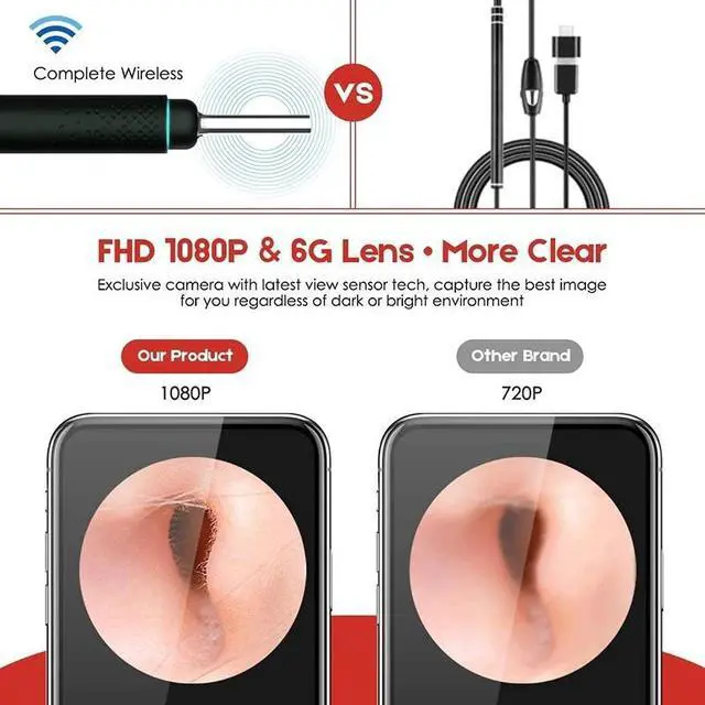 Alt view image 4 of 5 - 3.5mm WiFi Ear Otoscope Wireless HD1080P Digital Endoscope Ear Inspection Camera EarS Cleaning Tool with 6 Led for IOS Android