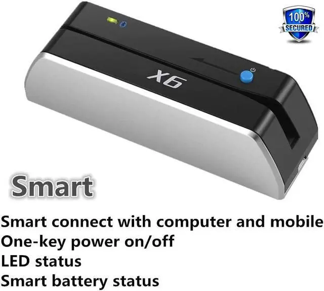 Alt view image 4 of 5 - 1Set NFUL Bluetooth USB 3 Tracks msr X6(BT) VIP Card Reader Writer Encoder Mini Portable