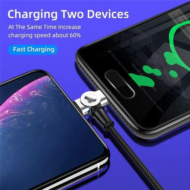 Alt view image 4 of 5 - 3 IN 1 USB Magnetic Cable 180 Degree  Rotation Fast Charging for iPhone Type C Micro USB Charge Ports Mobile Phones Charger