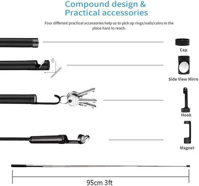 Alt view image 4 of 5 - 5.5mm Telescoping Wifi Endoscope Camera 1080P HD Semi-Rigid Snake Camera USB Endoscope Borescope IOS Endoscope For Iphone Tablet