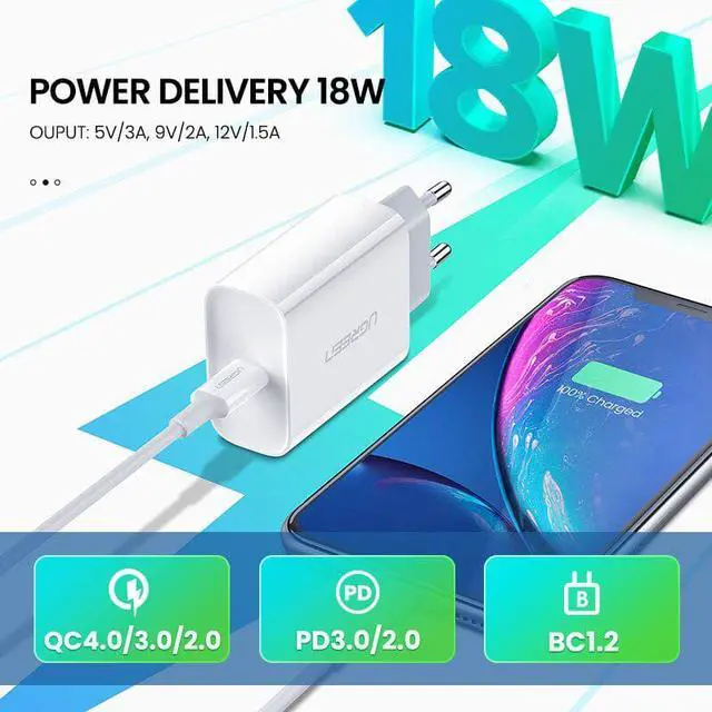 Alt view image 3 of 5 - Quick Charge 4.0 3.0 QC PD Charger 18W QC4.0 QC3.0 USB Type C Fast Charger for iPhone 11 X Xs 8 Xiaomi Phone PD Charger