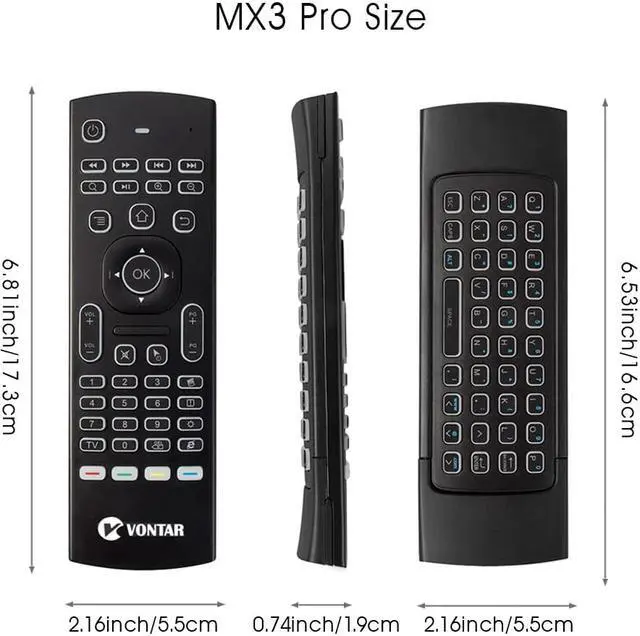 Alt view image 5 of 5 - Backlit Air Mouse Smart Voice Remote Control  Pro 2.4G wireless keyboard Gyro IR for Android TV Box T9 X96 mini H96 max