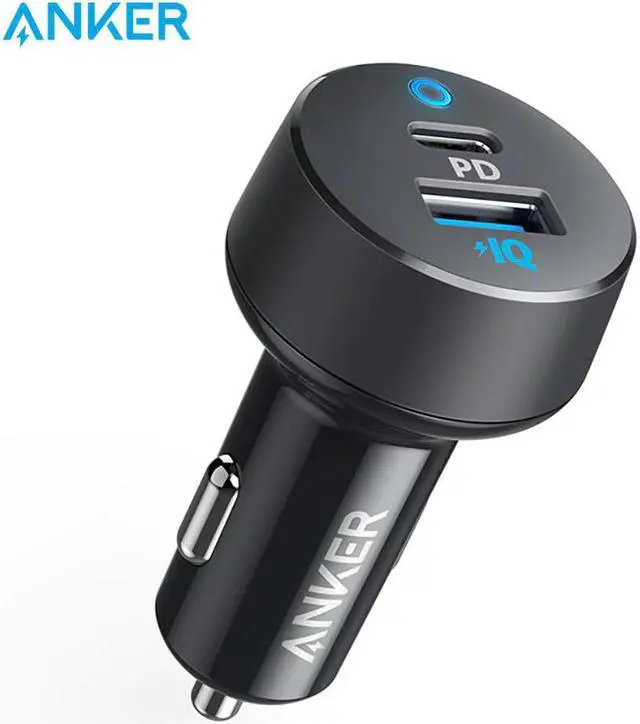 Main image of Car Charger USB C 30W 2-Port with 18W Power Delivery and 12W PowerIQ PowerDrive PD 2 with LED for iPad iPhone and  more