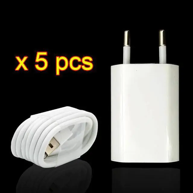 Alt view image 2 of 5 - 5PCS/Lot White Color EU Plug Wall AC USB Charger For iPhone 8 Pin Charging Cable + Charger Adapter For Apple iPhone 7 6 6S 5S 5