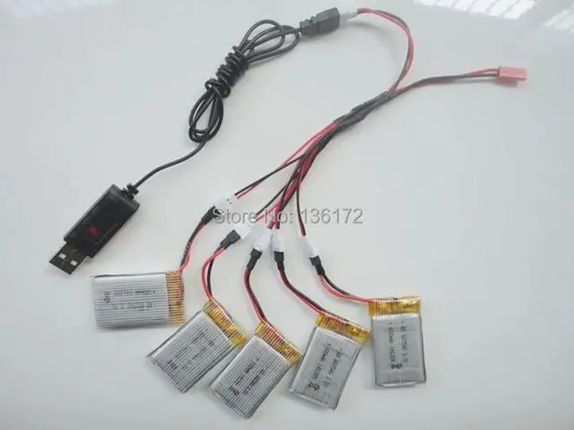 Alt view image 2 of 5 - 3.7v 650mah 20c battery+USB cable charger for drone  X5C X5 X5SC X5SW X5C-1 2.4G rc quadcopter parts Li-po battery