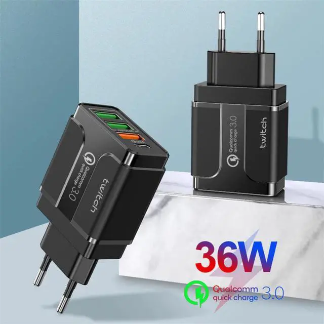 Alt view image 4 of 5 - 30W 48W Digital Display QC3.0 USB Quick Charger For iPhone Adapter 3A Fast Charging Wall Phone Chargers For