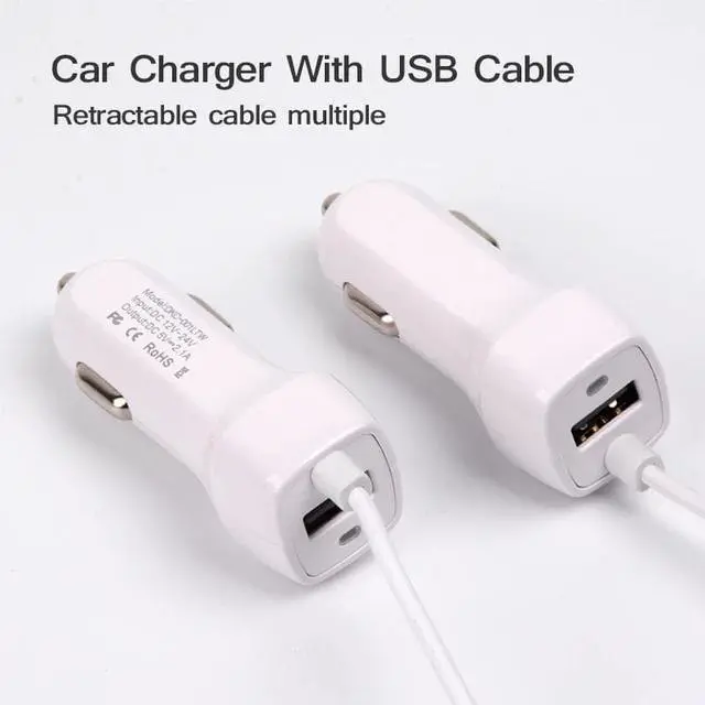 Alt view image 4 of 5 - 5v 2a Car Fast Charger With Cable Mobile Phone Car CellPhone Charger For iPhone 6 6s 8 X XR  S9 S8