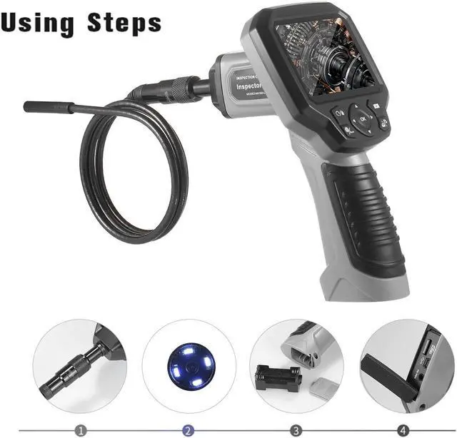 Alt view image 2 of 5 - LCD Industrial Endoscope Borescope Videoscope with 3.5-inch Screen 4 LED Lights Inspection Camera  Display