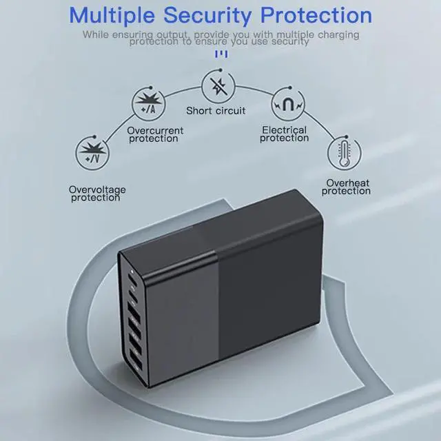 Alt view image 2 of 5 - 2020 48/65/75w PD QC3.0 Dual Protocol Fast Charge 4/5/6 Port Multi-Function USB Fast Charger Multi-Function Smart Charging Head