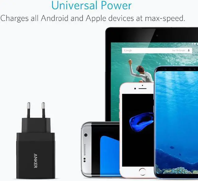 Alt view image 5 of 5 - Quick Charge 3.0,  18W USB Wall Charger UK/EU Plug (Quick Charge 2.0 Compatible) PowerPort+ 1 for iPhone iPad LG HTC etc