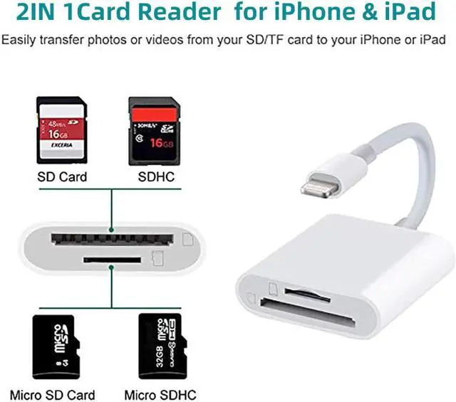 Alt view image 3 of 5 - SD TF Camera Card Reader Digital Kit Compatible OTG Adapter Cable  For iPad Android Device For iPhone iOS 9.2-12