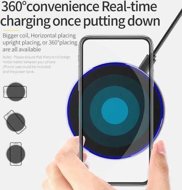 Alt view image 5 of 5 - Qi Wireless Charger For iPhone 11 Pro 8 X XR XS Max QC 3.0 10W Fast Wireless Charging for  S10 S9 S8 USB Charger Pad