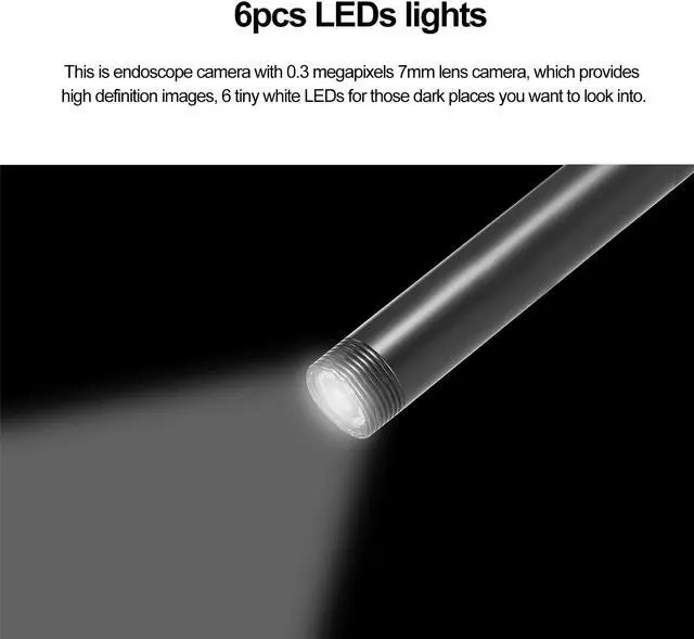 Alt view image 2 of 5 - 7MM Endoscope Camera 6 LED Lens Mini Camcorders IP67 Waterproof Inspection Borescope USB Micro USB Type-C Interface for Android