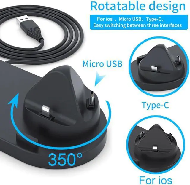 Alt view image 4 of 5 - 6 in 1 Wireless Charger Dock Station for iPhone/Android/Type-C USB Phones 10W Qi Fast Charging For  Watch  Pro