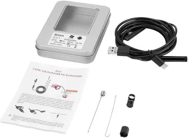 Main image of 8MM Type-C & Android & PC Endoscope 3 in 1 2.0 MP USB Endoscope 6 LEDs Waterproof Inspection Camera for PC Laptops