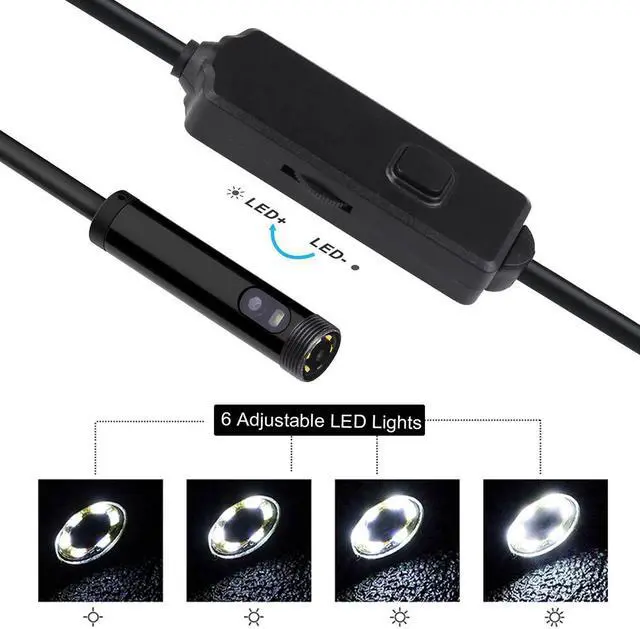 Alt view image 4 of 5 - 1m/2m/3m/5m 3 IN 1 USB Dual Endoscope Camera HD Hard Cable Inspection Camera 8mm 6 LED Borescope for Android PC Endoscope