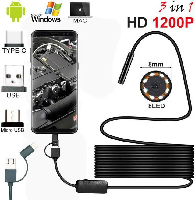 Main image of 6 LED 5.5mm Lens Endoscope Waterproof Inspection Borescope for Android Focus Camera Lens USB Cable Waterproof Endoscope