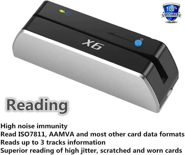 Alt view image 5 of 5 - 1Set NFUL Bluetooth USB 3 Tracks msr X6(BT) VIP Card Reader Writer Encoder Mini Portable