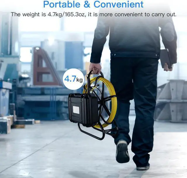 Alt view image 4 of 5 - 9600A 9" 20M Pipeline Endoscope Inspection Camera Underwater Industrial Pipe Sewer Drain Wall Video Camera