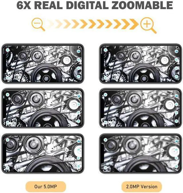 Alt view image 5 of 5 - 5.0MP 1944P WiFi Borescope with Semi-Rigid Cable Wireless Camera 6X Zoomable Endoscope Inspection Camera for iOS Android