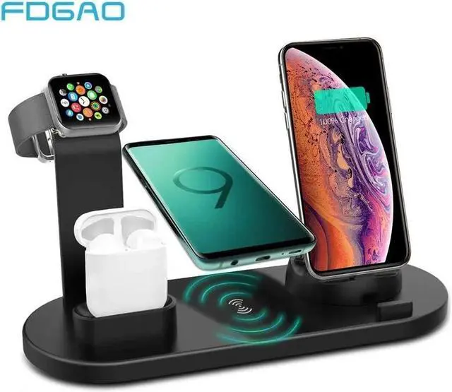 Main image of Charging Dock Stand For iPhone 11 pro X XS MAX XR 7 8 Plus  Pro For  Watch 5 4 3 Fast Wireless Charger Station
