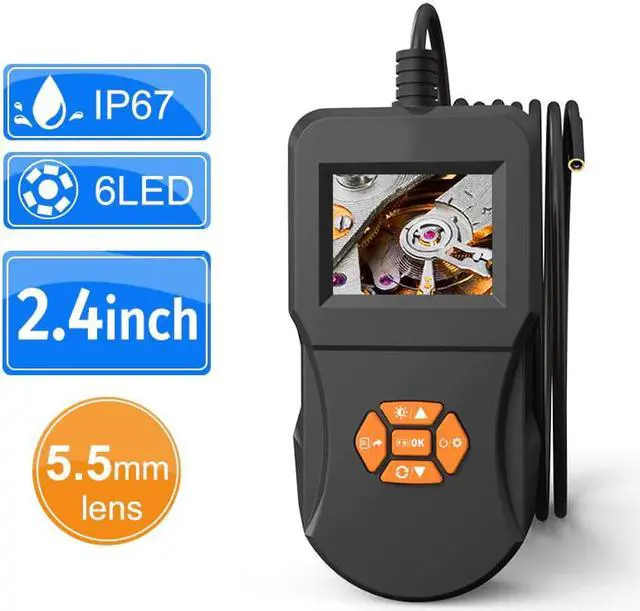 Alt view image 6 of 7 - Inspection Camera 2.4 Inch IPSLCD Screen Industrial Endoscope Camera 6 LED with IP67 Semi-rigid Handheld Video Borescope