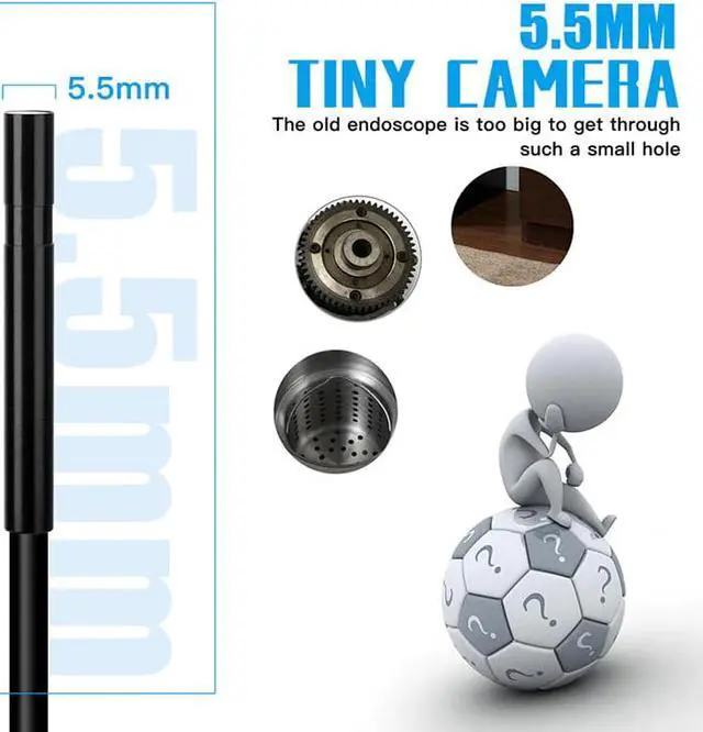 Alt view image 4 of 5 - 5.5mm Inspection Camera 5.0MP Wireless Borescope WiFi Snake Camera with 6 LED for iPhone, Samsung, Android Tablet