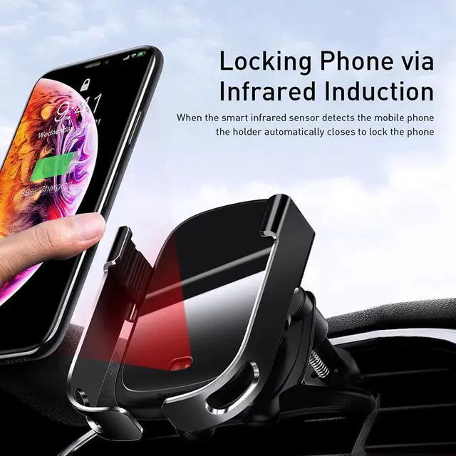 Alt view image 2 of 5 - 15W Wireless Car Charger Qi Wireless Charger in Car Air Vent Mount Holder Infrared Sensor Wireless Charging Phone Holder