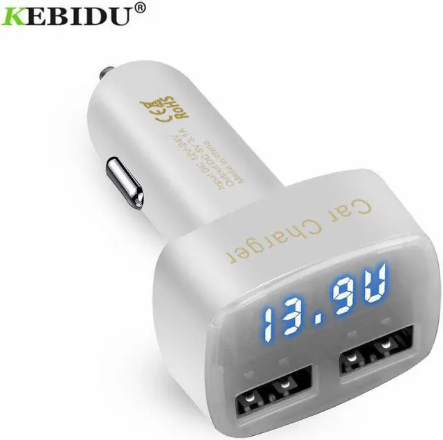 Alt view image 2 of 5 - 4 in 1 Car Charger Dual USB DC 5V 3.1A Digital LED Display Adapter with Voltage/temperature/Current Meter Tester