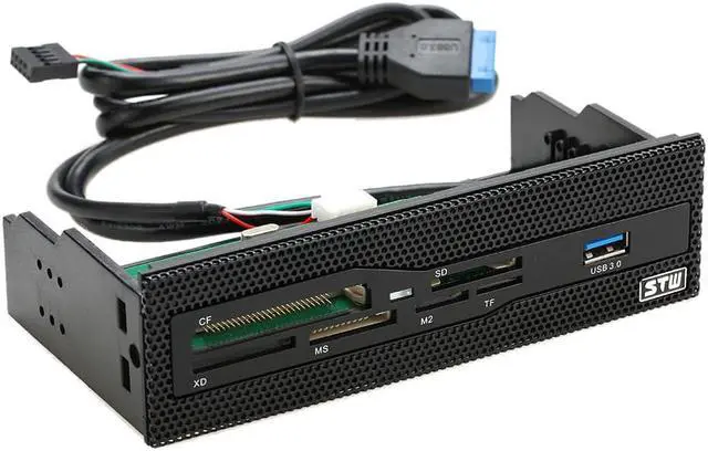Alt view image 3 of 5 - 5.25" Internal Card Reader Media Multi-Function Dashboard PC Front Panel USB 3.0 All In 1 Card Readers Support CF XD MS M2 TF