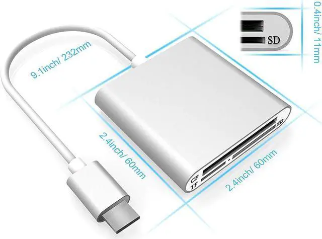 Alt view image 5 of 5 - 3-in-1 Type C USB 3.0 Memory Card Reader Writer Compact Flash Card Adapter For CF/SD/TF Micro SD/ Micro SDHC/MD/MMC/SDHC/SDXC
