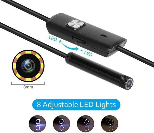 Alt view image 4 of 5 - Endoscope Camera 8mm 1/2/3/5M Mini Waterproof Soft Cable Inspection Camera USB Endoscope Borescope IOS Endoscope For Iphone