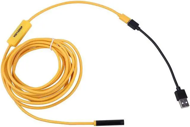 Alt view image 2 of 5 - Endoscope Camera HD 1200P Waterproof Inspection Borescope 8mm 8LED Hard Cable Semi Rigid Tube wireless Endoscopy Yellow