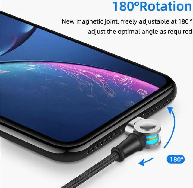 Alt view image 2 of 5 - 3 IN 1 USB Magnetic Cable 180 Degree  Rotation Fast Charging for iPhone Type C Micro USB Charge Ports Mobile Phones Charger