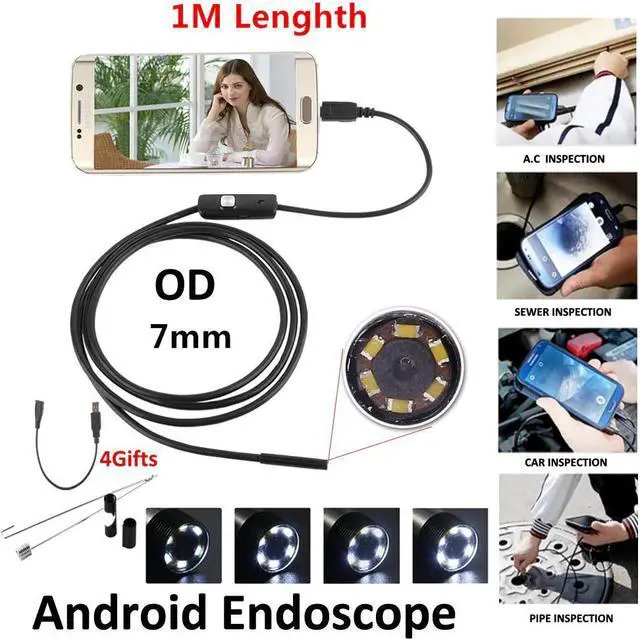 Main image of 2M 7mm Lens USB Inspection Camera Waterproof 6 LEDs Mini USB Endoscope Borescope Tube For Android PC Computer TOP 2 in 1