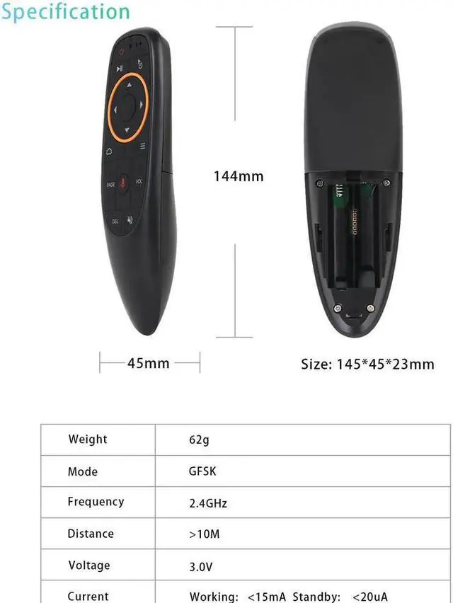 Alt view image 5 of 5 - S Voice Remote 2.4G RF Gyro Wireless Air Mouse with Microphone for X96 mini H96 MAX T95Q TX6 Android Flying squirrel