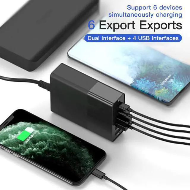 Alt view image 4 of 5 - 75w PD QC3.0 Dual Protocol Fast Charge 4/5/6 Port Multi USB Quick Charger For iPhone Tablet Multi-Function Smart Desktop Adapter