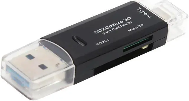 Alt view image 5 of 5 - Card Reader 3 USB 3.0 3 in 1 OTG Memory Card Reader USB Type-C High-speed for TF/Mirco Flash Drive Adapter for Smartphone