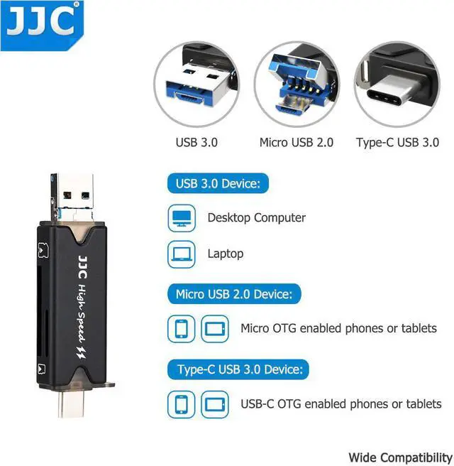 Alt view image 3 of 5 - USB 3.0 Card Reader SD TF Micro SD Card Reader For Laptop Computer Smart Phone Tablets Micro USB 2.0 Type-C USB 3.0 Ports