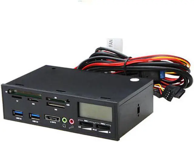 Alt view image 5 of 5 - 5.25" All In One Media Dashboard Front Panel Multifunction USB3.0 Card Readers PC Multi Card Reader